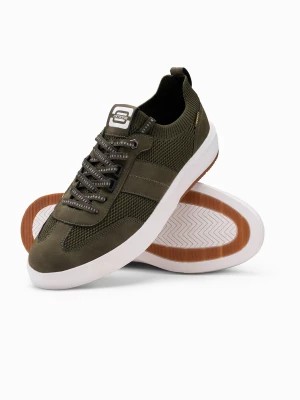 Zdjęcie produktu Sneakersy męskie wsuwane ze strukturalnego materiału – oliwkowe V2 OM-FOSL-0154
 -                                    42
