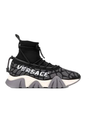 Zdjęcie produktu Sneakersy z sznurówką Detale koronkowe Relief Logo Versace