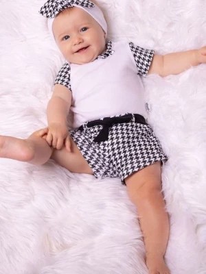 Zdjęcie produktu Spodenki bawełniane niemowlęce dla dziewczynki czarno-białe Nicol