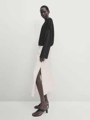 Zdjęcie produktu Spódnica O Luźnym Kroju Z Rozcięciami Po Bokach - Surowy - - Massimo Dutti - Kobieta