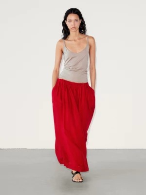 Zdjęcie produktu Spódnica Średniej Długości Z Mieszanki Ramii - Czerwony - - Massimo Dutti - Kobieta