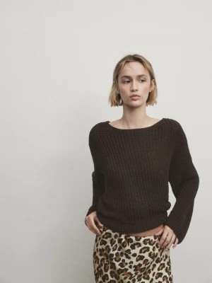 Zdjęcie produktu Spódnica Średniej Długości Z Nadrukiem W Panterkę - Surowy - - Massimo Dutti - Kobieta