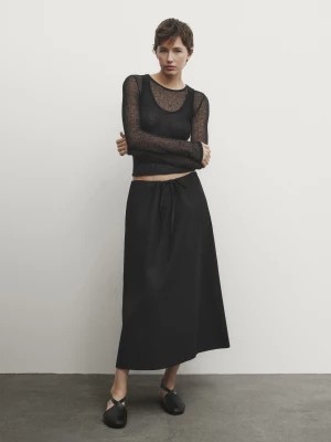 Zdjęcie produktu Spódnica Z Popeliny Ze 100% Bawełny - Czarny - - Massimo Dutti - Kobieta