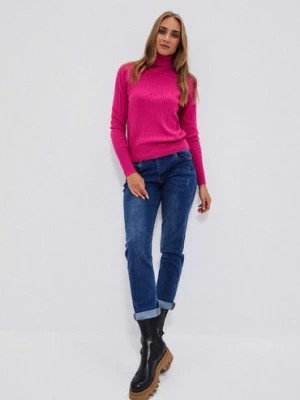Zdjęcie produktu Spodnie damskie jeansowe granatowe Moodo