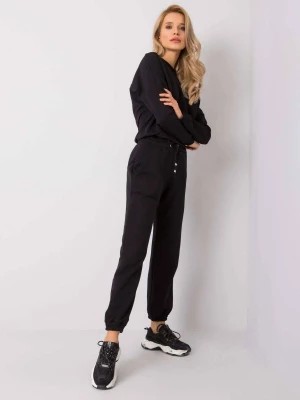 Zdjęcie produktu Spodnie dresowe czarny casual sportowy joggery nogawka ze ściągaczem wiązanie Merg