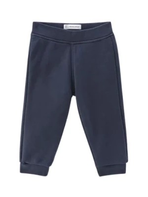 Zdjęcie produktu Spodnie Dresowe w jednolitym kolorze z elastycznym pasem i mankietem Woolrich