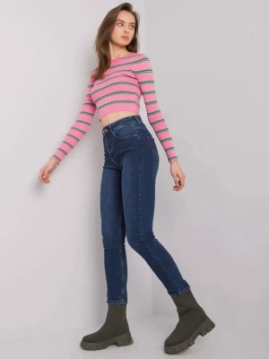 Zdjęcie produktu Spodnie jeans jeansowe ciemny niebieski rurki guziki Merg