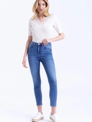 Zdjęcie produktu Spodnie jeansowe damskie slim fit niebieskie Greenpoint