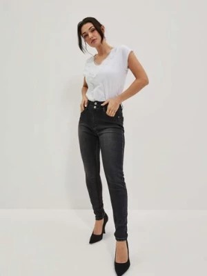 Zdjęcie produktu Spodnie jeansowe damskie typu rurki grafitowe Moodo