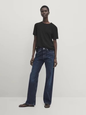 Zdjęcie produktu Spodnie Jeansowe Full Length Wide Leg Ze Średnim Stanem - Średni Niebieski - - Massimo Dutti - Kobieta