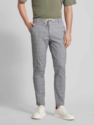Zdjęcie produktu Spodnie materiałowe o kroju tapered fit ze wzorem w kratę glencheck lindbergh
