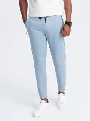 Zdjęcie produktu Spodnie męskie dresowe joggery na gumce z przeszyciami – jasnoniebieskie V2 OM-PASK-0142
 -                                    S