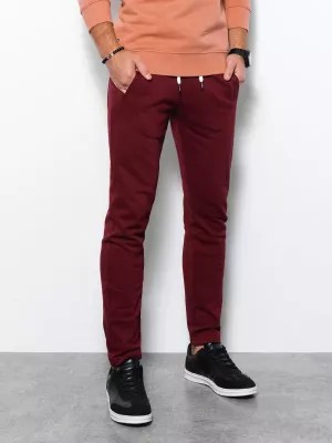 Zdjęcie produktu Spodnie męskie dresowe bez ściągacza na nogawce - burgundowe V2 P946
 -                                    XXL