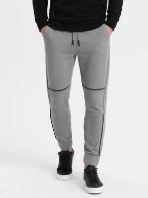 Zdjęcie produktu Spodnie męskie dresowe z kontrastowymi przeszyciami - szare V2 OM-PASK-0145
 -                                    S