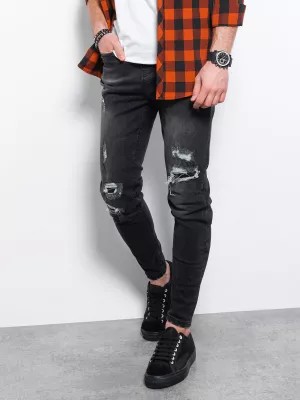 Zdjęcie produktu Spodnie męskie jeansowe z dziurami SLIM FIT - czarne V1 P1078
 -                                    XL