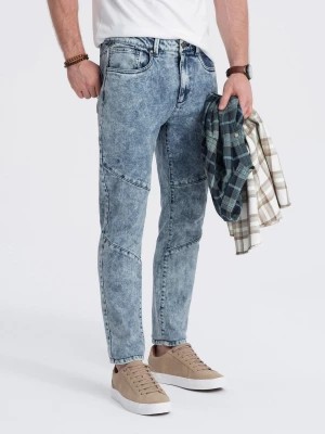 Zdjęcie produktu Spodnie męskie jeansowe slim fit z przeszyciem na kolanach - niebieskie V1 OM-PADP-0109
 -                                    M