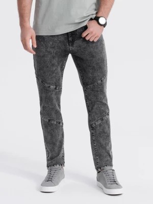 Zdjęcie produktu Spodnie męskie jeansowe slim fit z przeszyciem na kolanach - szary V3 OM-PADP-0109
 -                                    XXL