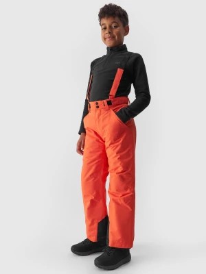 Zdjęcie produktu Spodnie narciarskie z szelkami membrana 8000 chłopięce - pomarańczowe 4F JUNIOR