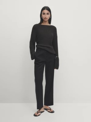 Zdjęcie produktu Spodnie O Prostym Kroju - Czarny - - Massimo Dutti - Kobieta