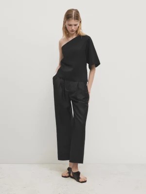 Zdjęcie produktu Spodnie Od Garnituru Z Lnianej Mieszanki - Czarny - - Massimo Dutti - Kobieta
