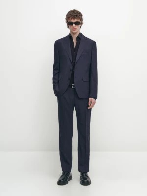 Zdjęcie produktu Spodnie Od Garnituru Ze 100% Wełny W Kratkę - Niebieski - - Massimo Dutti - Mężczyzna