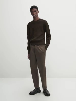 Zdjęcie produktu Spodnie Wide Leg Z Bawełnianej Mieszanki − Studio - Multicolor - - Massimo Dutti - Mężczyzna
