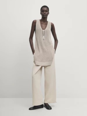 Zdjęcie produktu Spodnie Z Gumką W Pasie I Regulowanym Dołem Nogawek - Popielaty - - Massimo Dutti - Kobieta