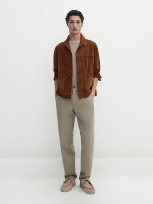 Zdjęcie produktu Spodnie Ze 100% Lnu - Zielony - - Massimo Dutti - Mężczyzna