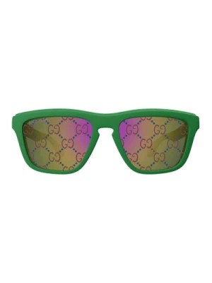 Zdjęcie produktu Sportowe Kwadratowe Okulary Przeciwsłoneczne Niebiesko-Multikolorowe Gucci