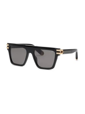 Zdjęcie produktu Spp108M Okulary przeciwsłoneczne w kolorze Shiny Black/Grey-Green Philipp Plein