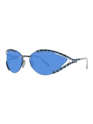 Zdjęcie produktu Srebrne Kobiety Okrągłe Okulary Przeciwsłoneczne Niebieski Gradient Swarovski