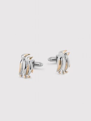 Zdjęcie produktu Srebrno-złote spinki do mankietów w kształcie pingwinów Pako Lorente