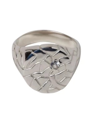 Zdjęcie produktu Srebrny Pierścień Sygnet z Kamieniem i Grawerowaniem Octi
