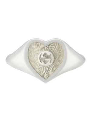 Zdjęcie produktu Srebrny Pierścień z Emalią Serca Gucci