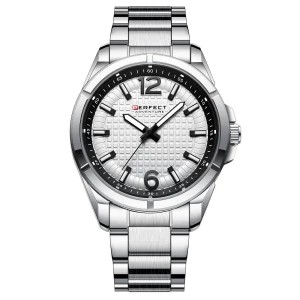 Zdjęcie produktu Srebrny zegarek męski bransoleta duży solidny Perfect M118 szary, srebrny Merg