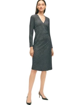 Zdjęcie produktu Średnio szara sukienka o kroju ołówkowym z mieszanki bawełny i wełny Brooks Brothers