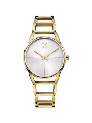 Zdjęcie produktu Stately Zegarek Kwarcowy z Białą Tarczą i Złotym Paskiem ze Stali Calvin Klein