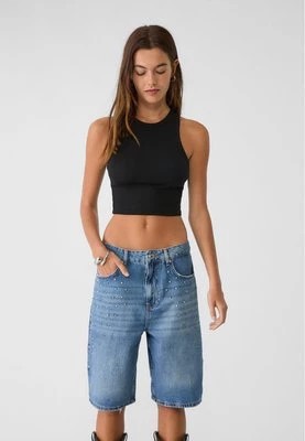 Zdjęcie produktu Stradivarius Jeansowe bermudy typu jortsy relax fit z ćwiekami  Niebieski denim