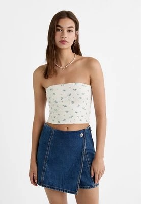 Zdjęcie produktu Stradivarius Jeansowe spódnicospodenki z kopertowym przodem  Denim