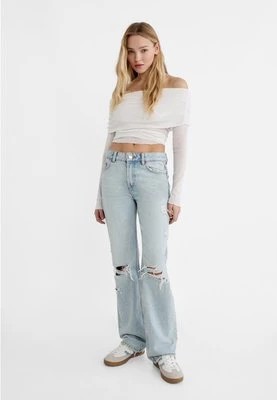 Zdjęcie produktu Stradivarius Proste jeansy z dziurami  Niebieski denim