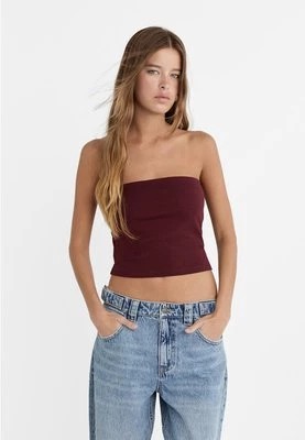 Zdjęcie produktu Stradivarius Top basic z dekoltem bandeau  Wiśniowy