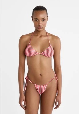 Zdjęcie produktu Stradivarius Trójkątny biustonosz od bikini w paski z wiązaniami  Czerwony