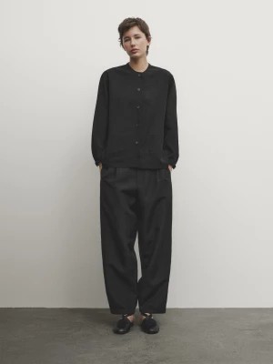 Zdjęcie produktu Strukturalna Koszula Z Guzikami - Czarny - - Massimo Dutti - Kobieta