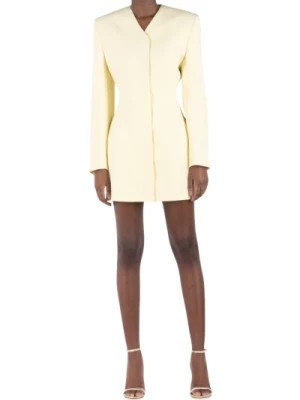 Zdjęcie produktu Strukturalna Kwadratowa Sukienka Mini Jasnożółta Jacquemus