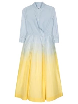 Zdjęcie produktu Stylowa Sukienka Midi w Żółto-Niebieskim Sara Roka