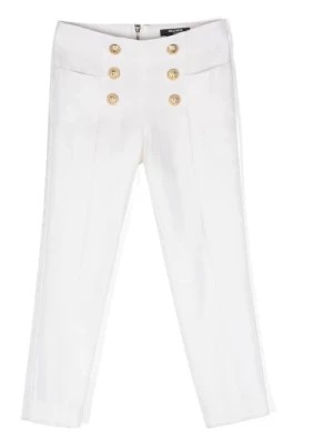 Zdjęcie produktu Stylowe białe spodnie z wełny Balmain