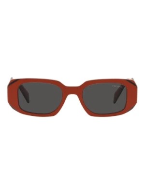 Zdjęcie produktu Stylowe Okulary Przeciwsłoneczne w Kształcie Prostokąta z Pomarańczową Oprawą Prada