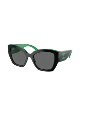 Zdjęcie produktu Stylowe okulary przeciwsłoneczne z ciemnoszarymi soczewkami Chanel