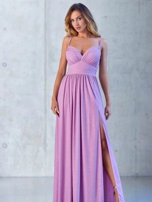 Zdjęcie produktu Bella elegancka długa brokatowa różowa sukienka PERFE