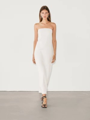 Zdjęcie produktu Sukienka Bez Ramiączek Średniej Długości Ze 100% Lnu - Surowy - - Massimo Dutti - Kobieta